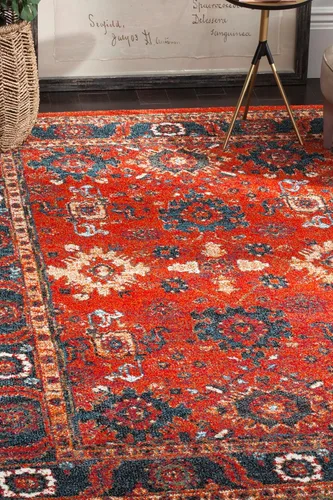 Vista 36 de SAFAVIEH Vintage Hamadan Collection - Alfombra de área de 2 pies 3 pulgadas x 4 pies, naranja y azul, diseño tradicional persa, no desprende pelusa