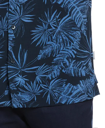 Vista 3 de Cubavera Camisa corta de viscosa con estampado de hojas para hombre