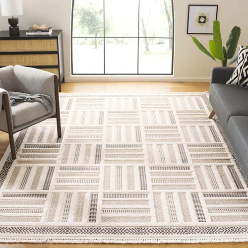 Vista 11 de SAFAVIEH Urban Collection URB212B - Alfombra para pasillo, 2 pies 2 pulgadas x 8 pies, beige y marfil, diseño moderno de flecos con borlas