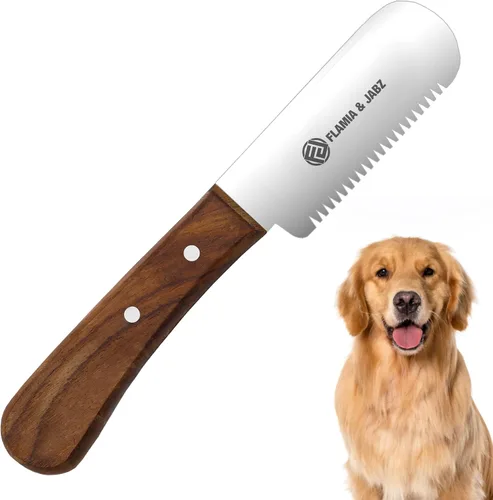 Vista 14 de FLAMIA & JABZ Cuchillo profesional para pelar a mano para el aseo de perros, herramienta para recortar, mango de madera Meranti rojo agarre