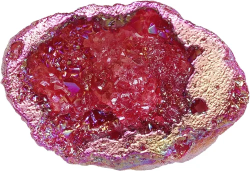 Vista 15 de TUMBEELLUWA Decoración de piedra de geoda de cristal con revestimiento de titanio irregular, espécimen de racimo de roca de arco iris natural