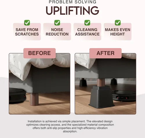 Vista 6 de Utopia Bedding - Elevadores de cama ajustables de 3, 5, 8 pulgadas - Juego de 4 elevadores de muebles resistentes para camas, sofá y escritorio