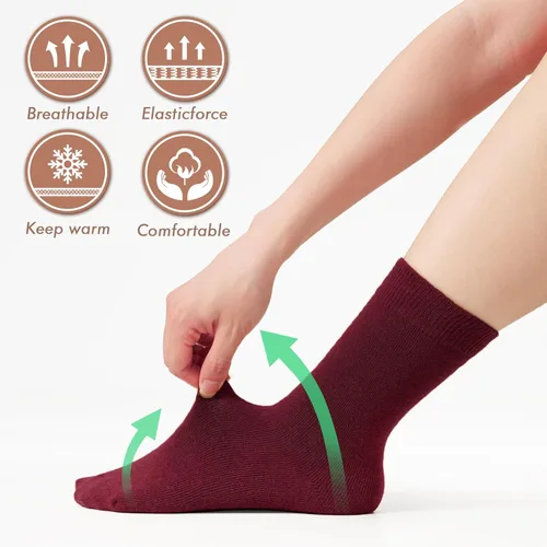 Vista 5 de JAKIDAR Calcetines de algodón para mujer, bonitos, cómodos, transpirables, casuales, atléticos, calcetines de cuello redondo, regalo colorido