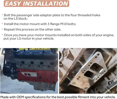 Vista 2 de para LS Swap Placas Adaptadoras de Montaje de Motor - Soporte Universal de Intercambio de Bloque Pequeño LS Conversion Ajustable Compatible con LS1