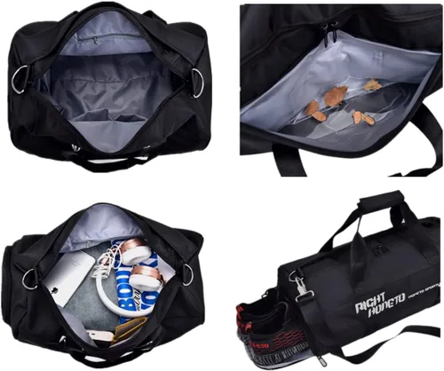 Vista 3 de Sutmdo Bolsas de gimnasio para hombres y mujeres, ligera, bolsa de lona deportiva con compartimentos para zapatos y húmedos, bolsa de lona