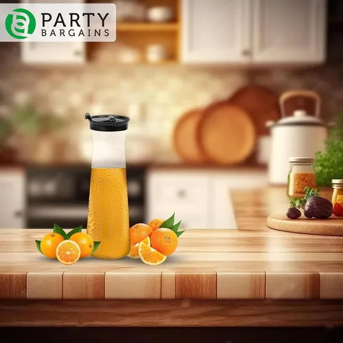 Vista 7 de Party Bargains Jarra de agua de 34 onzas con tapas abatibles, 1 paquete, tapa negra de alta calidad y resistente, excelente para leche, agua, té