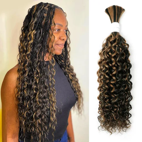 Vista 13 de Liqusee Cabello Humano para Trenzar 3.53 oz Un Paquete 14 Pulgadas Negro Natural Ondulado Rizado a Granel Cabello Humano para Trenzar Sin Trama 100%