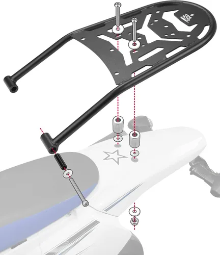 Vista 7 de KEMIMOTO Compatible con DRZ400S/SM y KLX400S - Estante trasero para almacenamiento de equipaje, portaequipajes trasero para enduro, portaequipajes