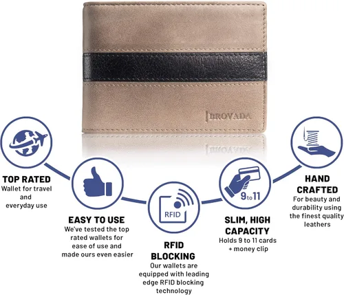 Vista 4 de Cartera minimalista delgada y plegable con bolsillo frontal con clip para dinero, bloqueo RFID con diseño inteligente, gris (Executive grey)