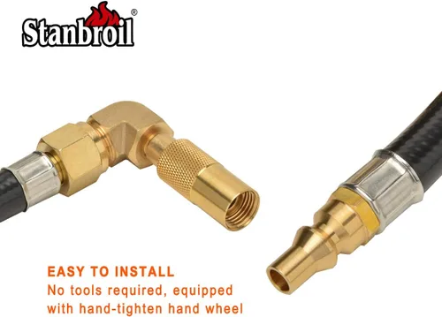 Vista 2 de Stanbroil Manguera de propano de conexión rápida para autocaravana de 12 pies con adaptador de codo de propano para caravana, kit de conexión rápida