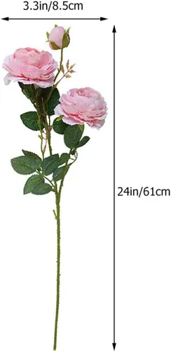 Vista 6 de DECHOUS Decoración de rosas artificiales, 4 ramos de rosas de seda, racimos falsos para el día de San Valentín, rellenos de jarrones florales