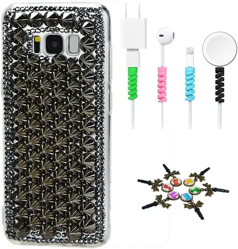 Vista 23 de Sparkle Funda compatible con Samsung Galaxy J2 Prime – Elegante funda 3D hecha a mano con diseño floral de búho nocturno con protector de cable