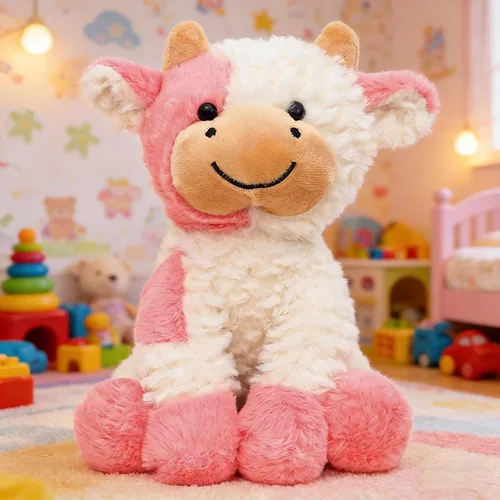 Vista 2 de Animales de peluche de vaca de peluche suave linda muñeca de vaca para niños y niñas 11.8 pulgadas (zuo NIU fense 11.8 in)