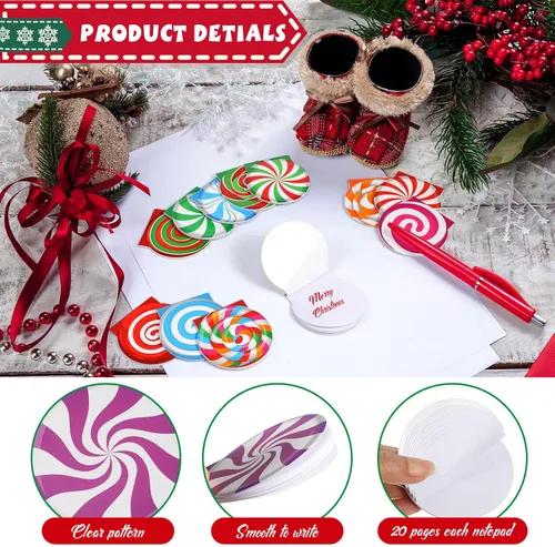 Vista 3 de Zhanmai 48 piezas de mini cuadernos navideños pequeños, libretas de caramelo diminutas, pequeños cuadernos navideños, cuadernos de bolsillo