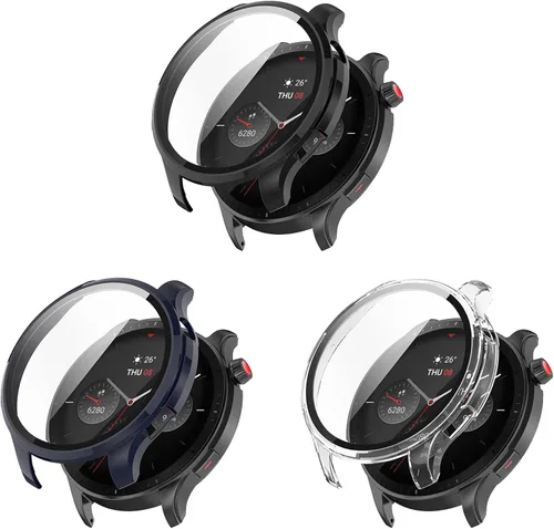 Vista 11 de Funda de reloj compatible con Amazfit GTR 4, resistente a los arañazos, funda de PC con protector de pantalla de vidrio templado HD para Amazfit GTR