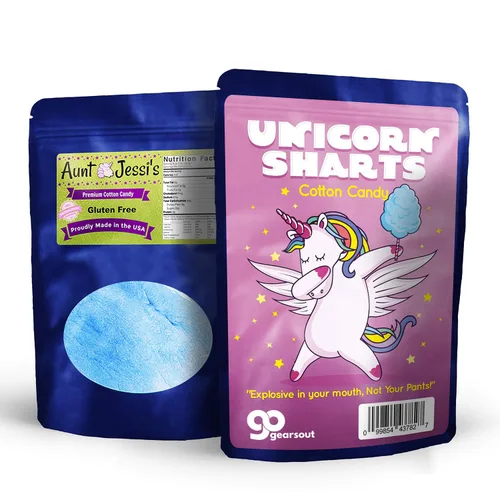 Vista 5 de Unicorn Sharts Cotton Candy - Novedad Dabbing Unicorn Candy para adolescentes - Algodón de azúcar sin gluten, azul