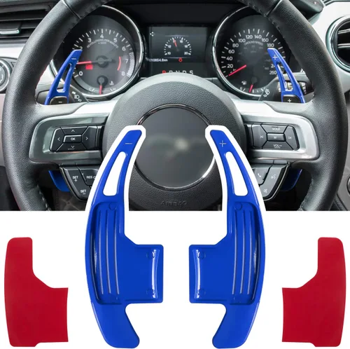Vista 9 de Cubierta extendida para palanca de cambios de volante para Ford Mustang 2015 2016 2017 2018 2019 2020 2021 2022 2023 Accesorios de decoración Negro