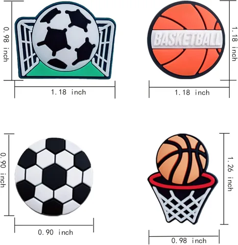Vista 7 de Paquete de 50 dijes de cocodrilo para zapatos deportivos Crock para niños, béisbol, rugby, fútbol, baloncesto, zapatos, accesorios para croc