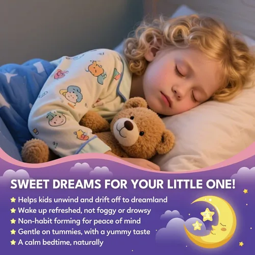 Vista 2 de Gomitas calmantes de magnesio para niños de 4 años y adultos, suplemento de magnesio sin azúcar con L-teanina, manzanilla, vitaminas B6, D3, K2