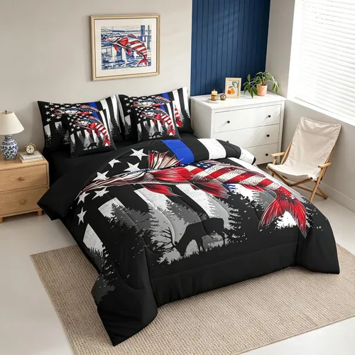 Vista 11 de Feelyou Juego de edredón de ciervo con sábanas – Tamaño Queen 7 piezas Juego de ropa de cama infantil de caza rústica – Cama de ciervo de cabaña