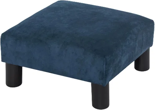 Vista 10 de Joveco Taburete pequeño otomano, reposapiés cuadrado tapizado de tela para sofá, debajo del escritorio, oficina, sala de estar, azul floral