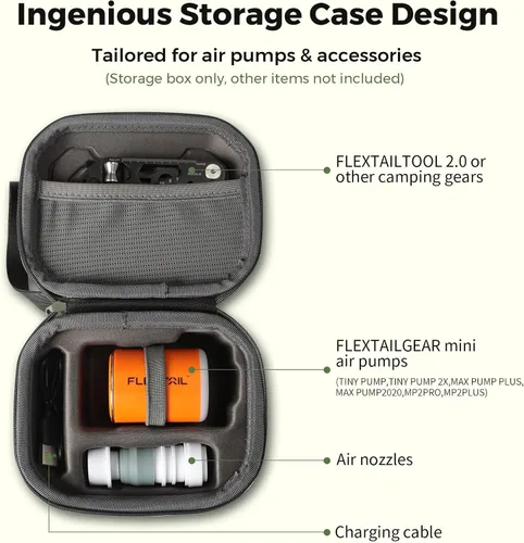 Vista 3 de FLEXTAILGEAR Estuche portátil para bomba de aire, material rígido de polipropileno, compatible con bomba pequeña X/Tiny pump 2X/Tiny Pump 3x/Max
