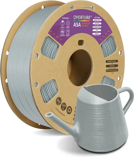 Vista 12 de Filamento OVERTURE ASA de 0.069 in, resistente a los rayos UV y a la intemperie, 2.2 lbs negro