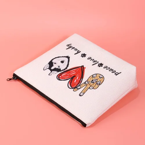 Vista 5 de JXGZSO Divertido perro husky regalo paz amor husky bolsa de cosméticos husky amante de perros regalo bolsa de maquillaje bolsa de cremallera