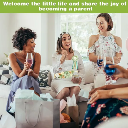 Vista 6 de Juego de 3 bandas de maternidad para baby shower, diseño de flores verdes, cinturón de vientre para mamá niña, banda de embarazo, fajas de embarazo