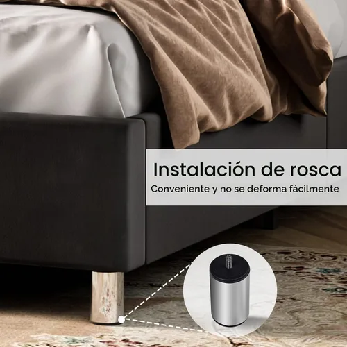 Vista 4 de PaPaJet Marco de cama de terciopelo King con cabecera de ala de 49.2 Negro