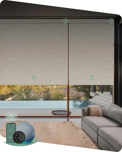 Vista 10 de Yoolax Persianas motorizadas con control remoto, persianas inteligentes opacas con control remoto, cortinas eléctricas compatibles con Alexa