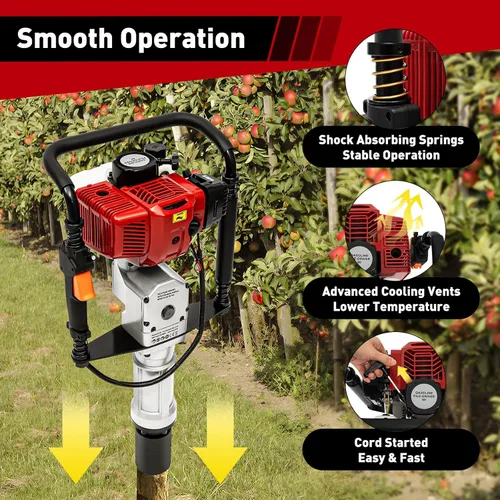 Vista 4 de Controlador de poste T alimentado a gas de 52 cc, 2.3HP 2 tiempos de un solo cilindro cerca agujero excavador poste poste conductor Pounder,Kit