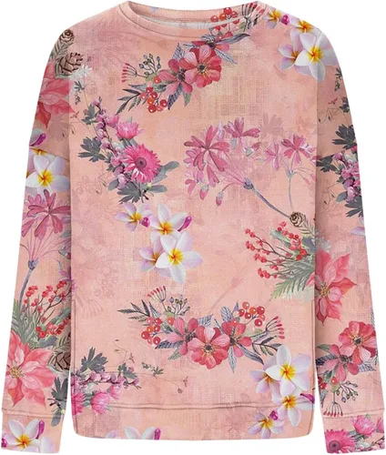 Vista 5 de Sudaderas con cuello redondo para mujer, con estampado gráfico, vintage, con abertura lateral, ligeras, sin botones