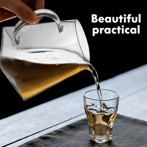 Vista 9 de Alipis Tetera cuadrada de vidrio con asa, dispensador de té transparente para el hogar y la oficina, jarra de té transparente para servir vasos