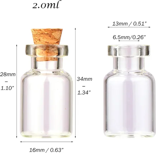 Vista 2 de MaxMau 100 frascos pequeños de vidrio transparente de 0.07 onzas líquidas con tapones de corcho, pequeños frascos de vidrio para artes