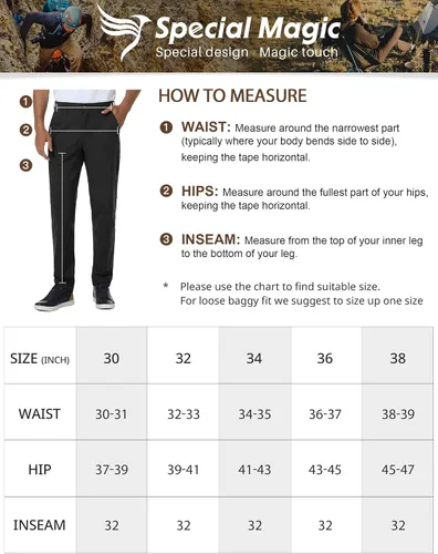 Vista 6 de SPECIALMAGIC Pantalones de golf elásticos para hombre, vestido de ajuste relajado, impermeable, casual, de secado rápido, pantalones de trabajo