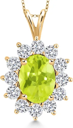 Vista 38 de Gem Stone King Collar con piedra natal ovalada de plata chapada en oro amarillo de 18 quilates, ovalado de 0.315 x 0.236 in, collares con colgante