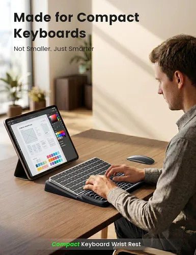 Vista 2 de Vaydeer Reposamuñecas de teclado mediano para computadora, soporte de teclado de espuma viscoelástica suave con soporte de muñeca para teclado