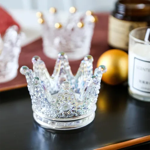 Vista 8 de GOLDEAL 6 portavelas de cristal con corona de ámbar, candelabros votivos a granel, candelabros para bodas, fiestas, cenas, decoración de mesa