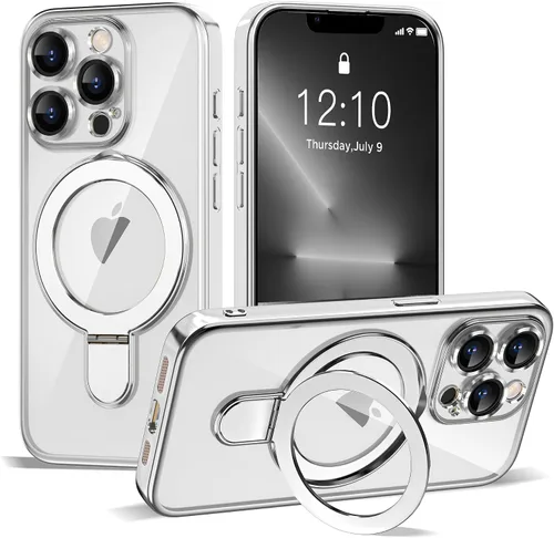 Vista 56 de Funda compatible con iPhone 12 con soporte de anillo magnético invisible [compatible con Mag-Safe] [Protector completo de lente de cámara] Funda