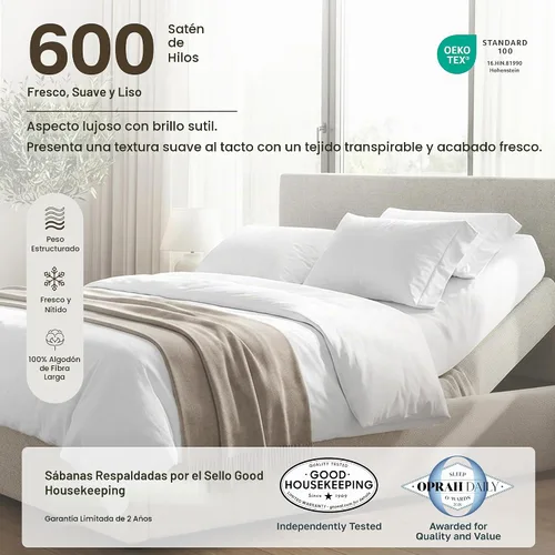 Vista 3 de California Design Den Juego de sábanas de 100% tejido de satén de algodón de 600 hilos, transpirables, suaves, para cama ajustable, gris oscuro 10