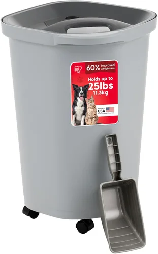 Vista 19 de IRIS USA Contenedor hermético de almacenamiento de alimentos para perros, hasta 40 libras, ruedas acoplables, para almacenamiento de alimentos