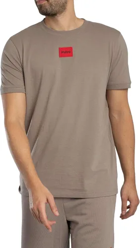 Vista 44 de Hugo Mens Ribbed Crew Neck Regular Fit Center Logo T-Shirt Blanco (Chalk White)