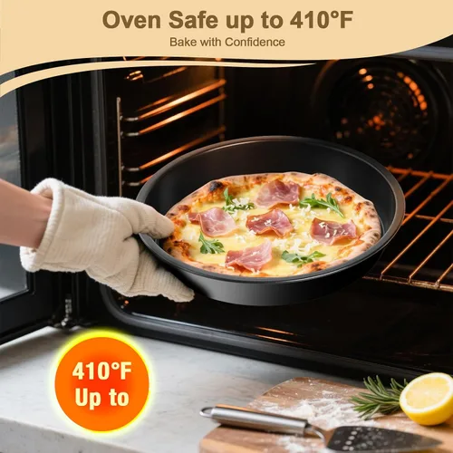 Vista 3 de Juego de utensilios para horno tostador de 5 piezas, sartenes compactas antiadherentes para horno pequeño, RV y cámper, incluye muffin, pan, pizza