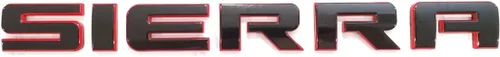 Vista 4 de 1 placa de identificación con emblema de Sierra compatible con GM 2500Hd 3500Hd Sierra (negro/rojo)