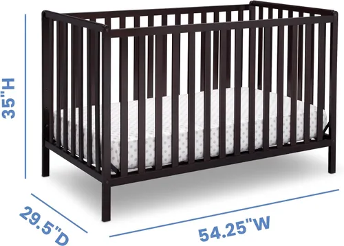 Vista 5 de Delta Children Heartland Cuna convertible 4 en 1 - Certificado Greenguard Gold, chocolate negro Chocolate oscuro