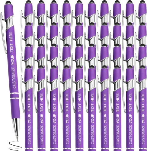 Vista 19 de Bolígrafos personalizados con lápiz óptico y grabado gratis, bolígrafos personalizados para negocios, graduación, aniversarios (hasta 500 unidades)