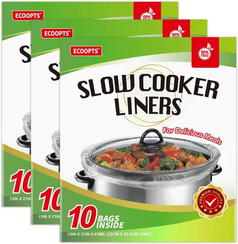 Vista 9 de ECOOPTS Bolsas de cocina desechables para olla de cocción lenta, forros para ollas de gran tamaño para ollas de 4 a 8.5 cuartos de galón, adecuadas