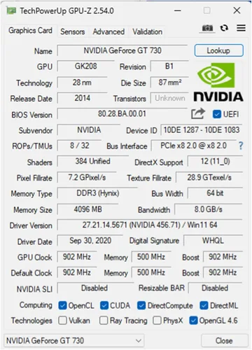 Vista 6 de QTHREE GeForce GT 730 - Tarjeta gráfica de perfil bajo de 4 GB, DDR3,64 bits, 2X HDMI, DP, VGA, tarjeta de video de factor de forma pequeño para PC