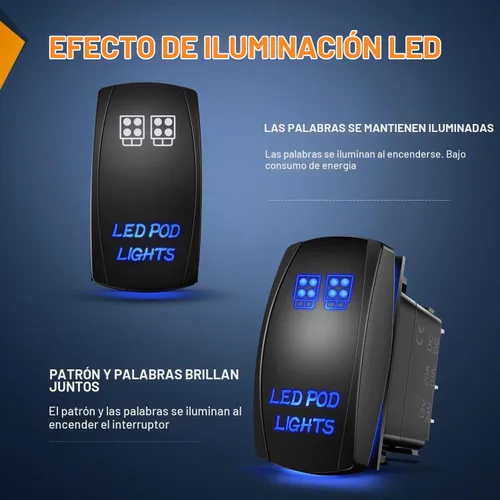 Vista 3 de Nilight Interruptor basculante de luces LED POD, interruptor de barra de luz LED, interruptor de encendido/apagado láser de 5 pines, interruptor